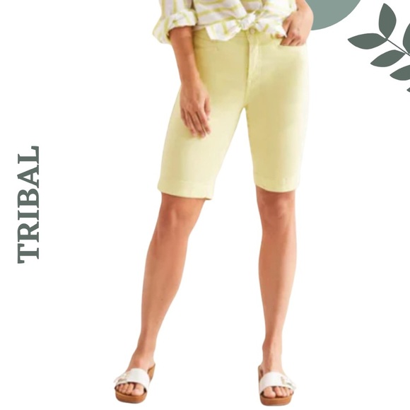 Tribal Denim Bermuda Shorts | Wild Lime| Stretch Comfort | Size 14 - Picture 1 of 7